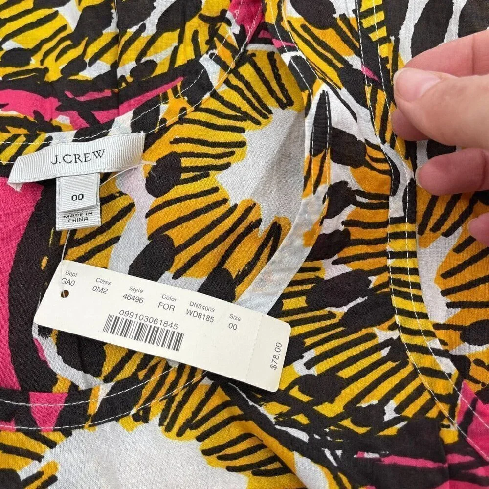 J Crew Tank Top 00 Womens Kiwi Pink Yellow Tank Top Casual Sleeveless New